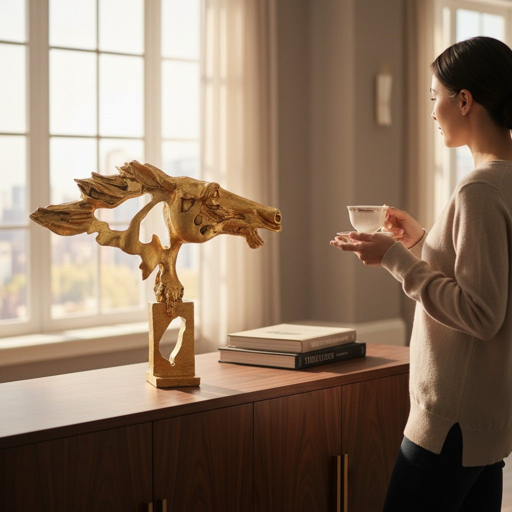 Abstract horse head sculpture