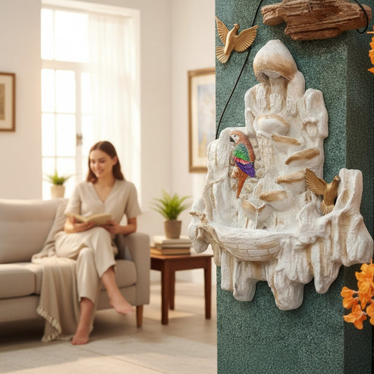 decorative indoor wall-mounted water fountain.