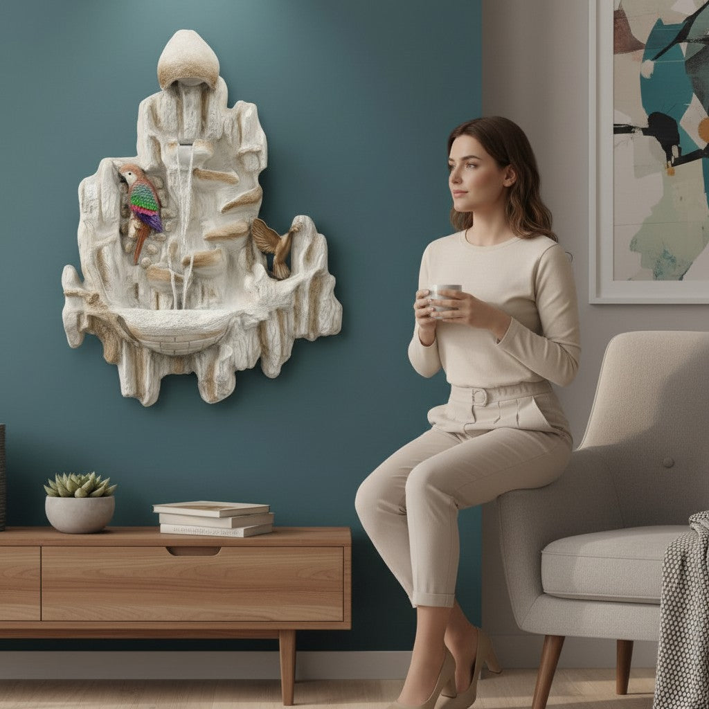 decorative indoor wall-mounted water fountain.